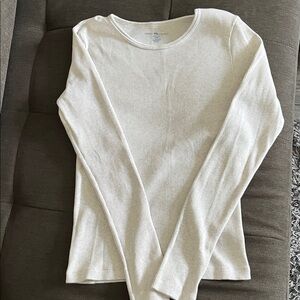 Brandy Melville Cream Ribbed Long Sleeve Top- worn once